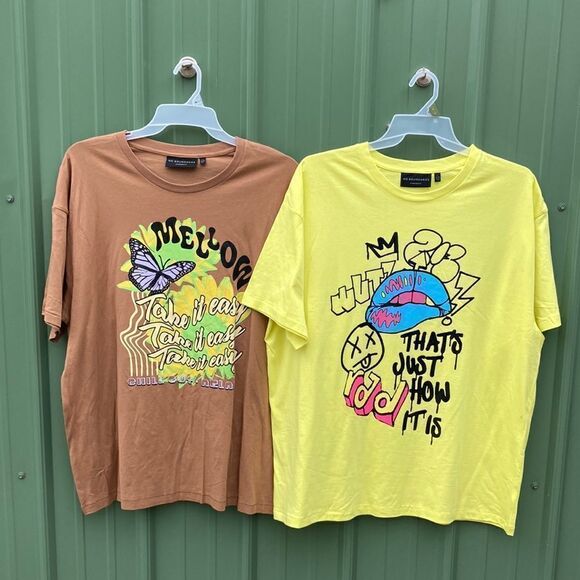 Men's Cotton Oversize Graphic Short Sleeve T-Shirts 2-Pack Size XL - Picture 1 of 15
